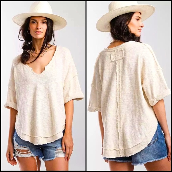 We The Free Tops - We The Free Open Weave Knit Oatmeal 100% Cotton Pullover Tunic Small